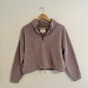 Cozy pink/purple sherpa quarter zip pullover sweatshirt size small